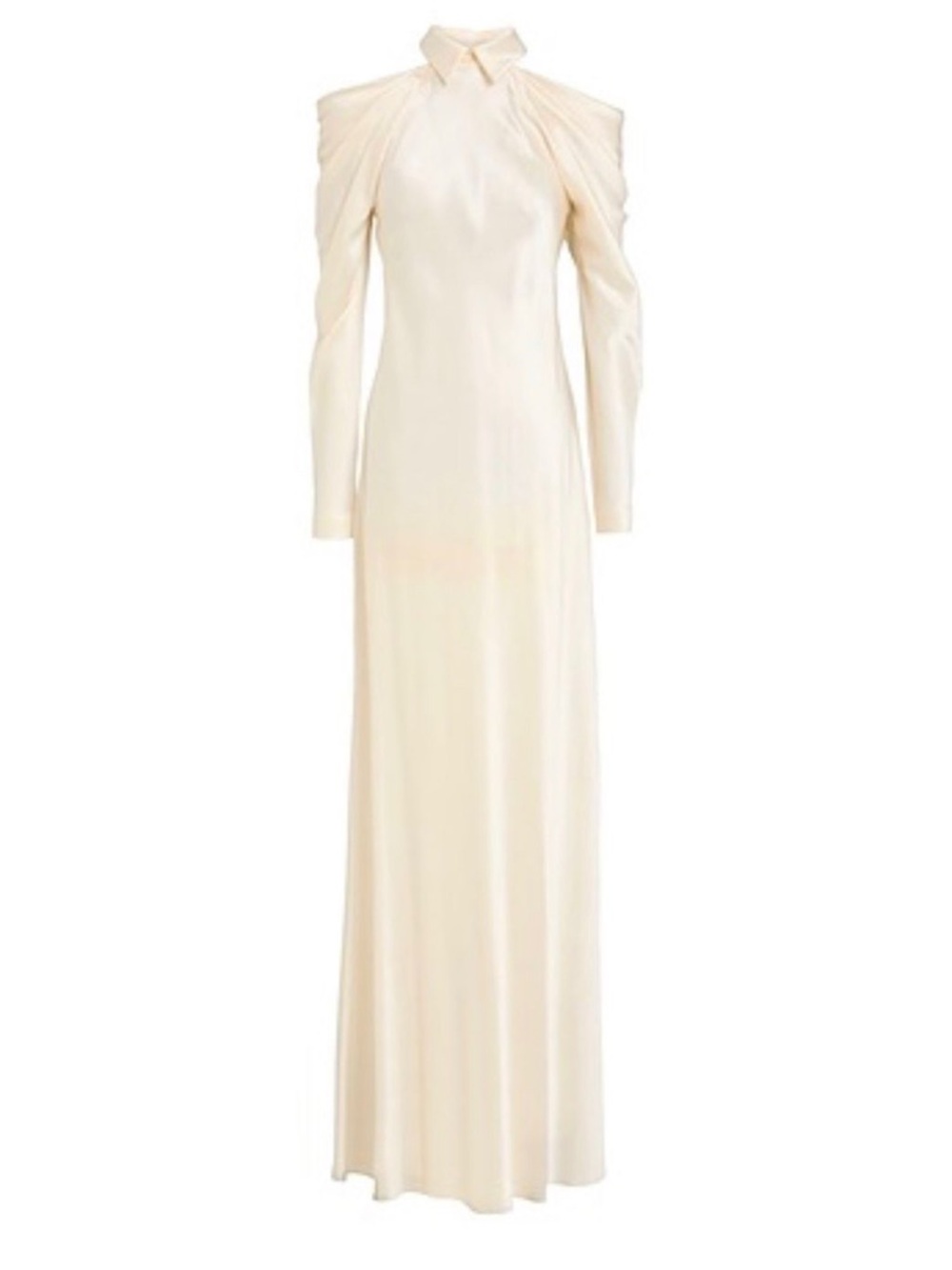 Alberta Ferretti Cream High-Neck Long Sleeve Gown